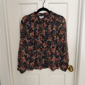 LOFT Floral Blouse - Black, Red, Yellow